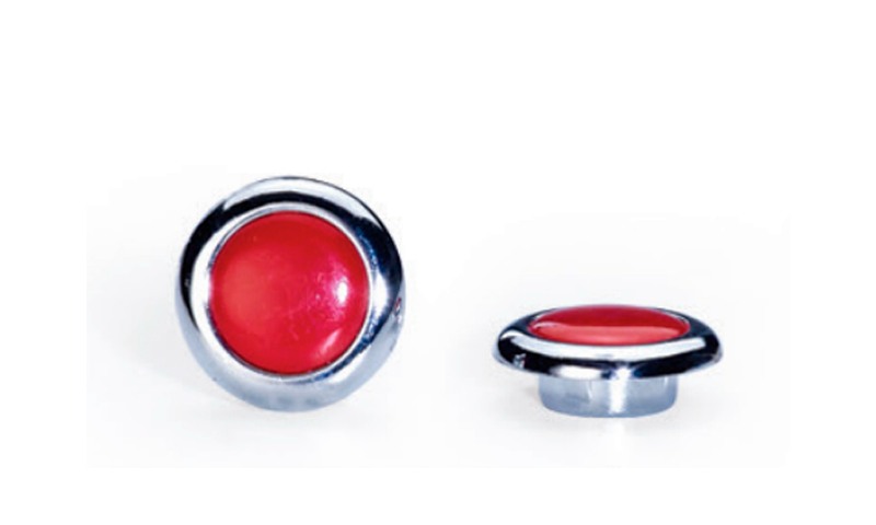Botão de Pressão Vermelho com Base Cromada