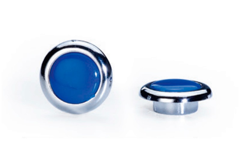 Botão de Pressão Azul com Base Cromada